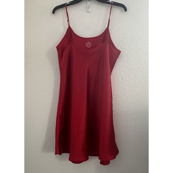 Inner‎ Most Nightgown Lingerie Chemise Size XL Red Satin Embroidered HEARTS Y2K - Picture 2 of 12